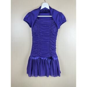 AMY BYER Girls Vintage Purple Swirl Sparkle Y2K Dress Juniors Size 14 Ruched